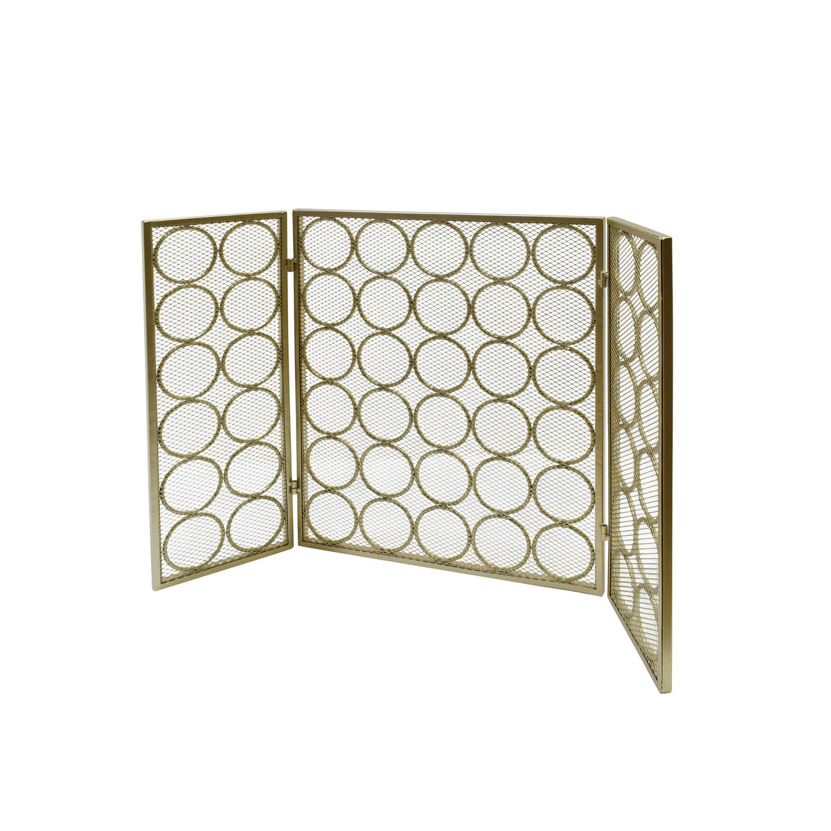 Black Silver Three Panel Iron Firescreen S124176