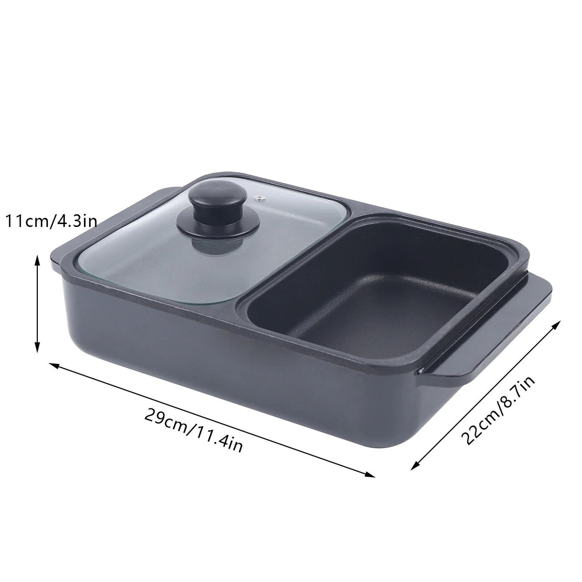 2-in-1 Electric Hot Pot BBQ Grill Smokeless Cooking Pan 1200W E63724