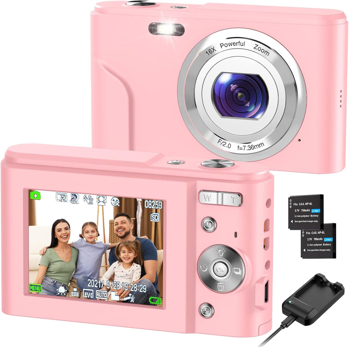 Blue 2.4 Inch FHD 1080P 36MP Compact Digital Camera, Pack of 2 F975680