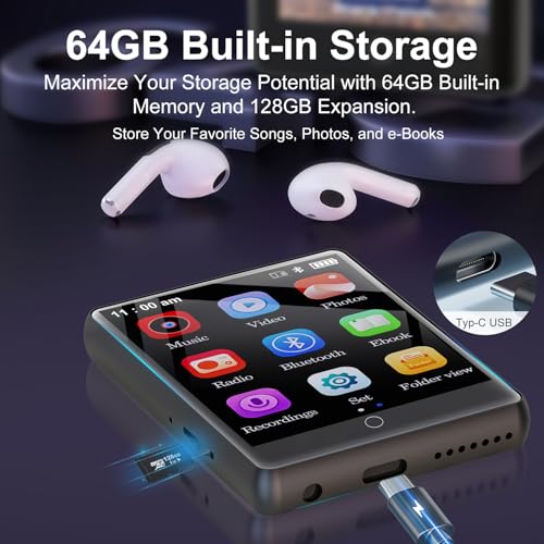 64GB Bluetooth 5.3 Touch Screen MP3 Player B677776