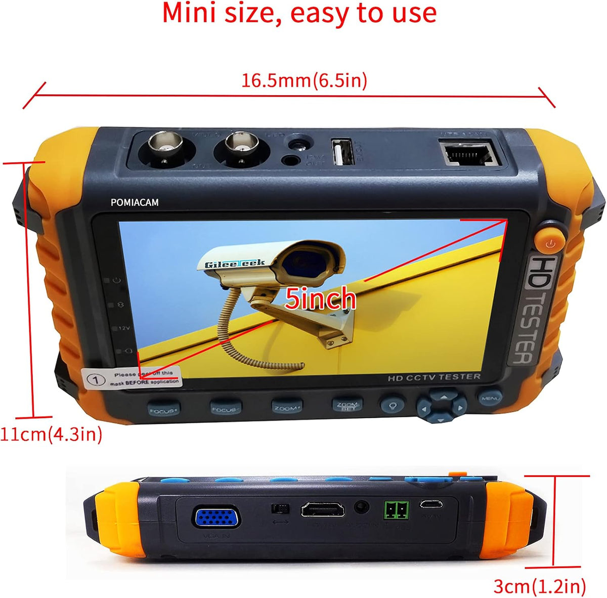 5 Inch 8MP AHD CCTV Monitor Camera Tester B330