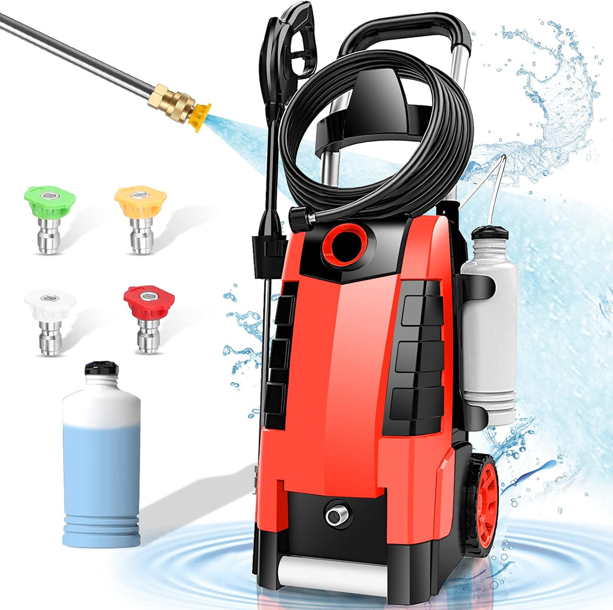 1.9GPM Electric Pressure Washer with 4 Nozzles Foam Cannon J818544