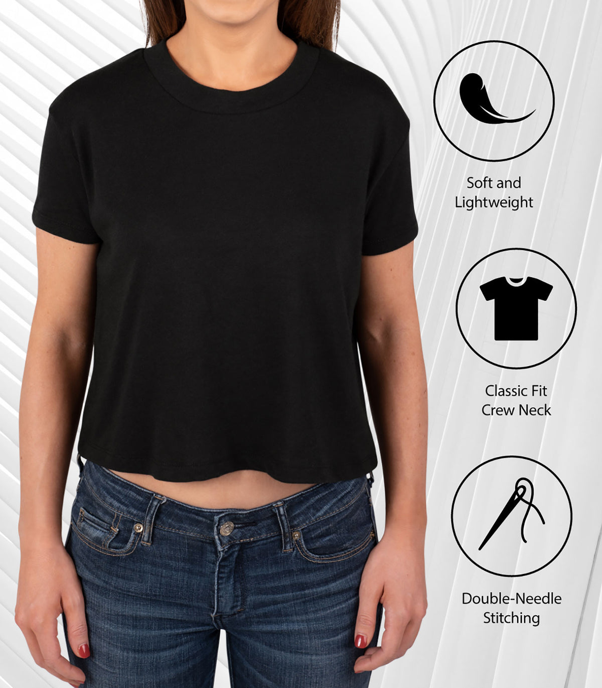 Juniors Cropped Cotton Blend T-Shirt N3988