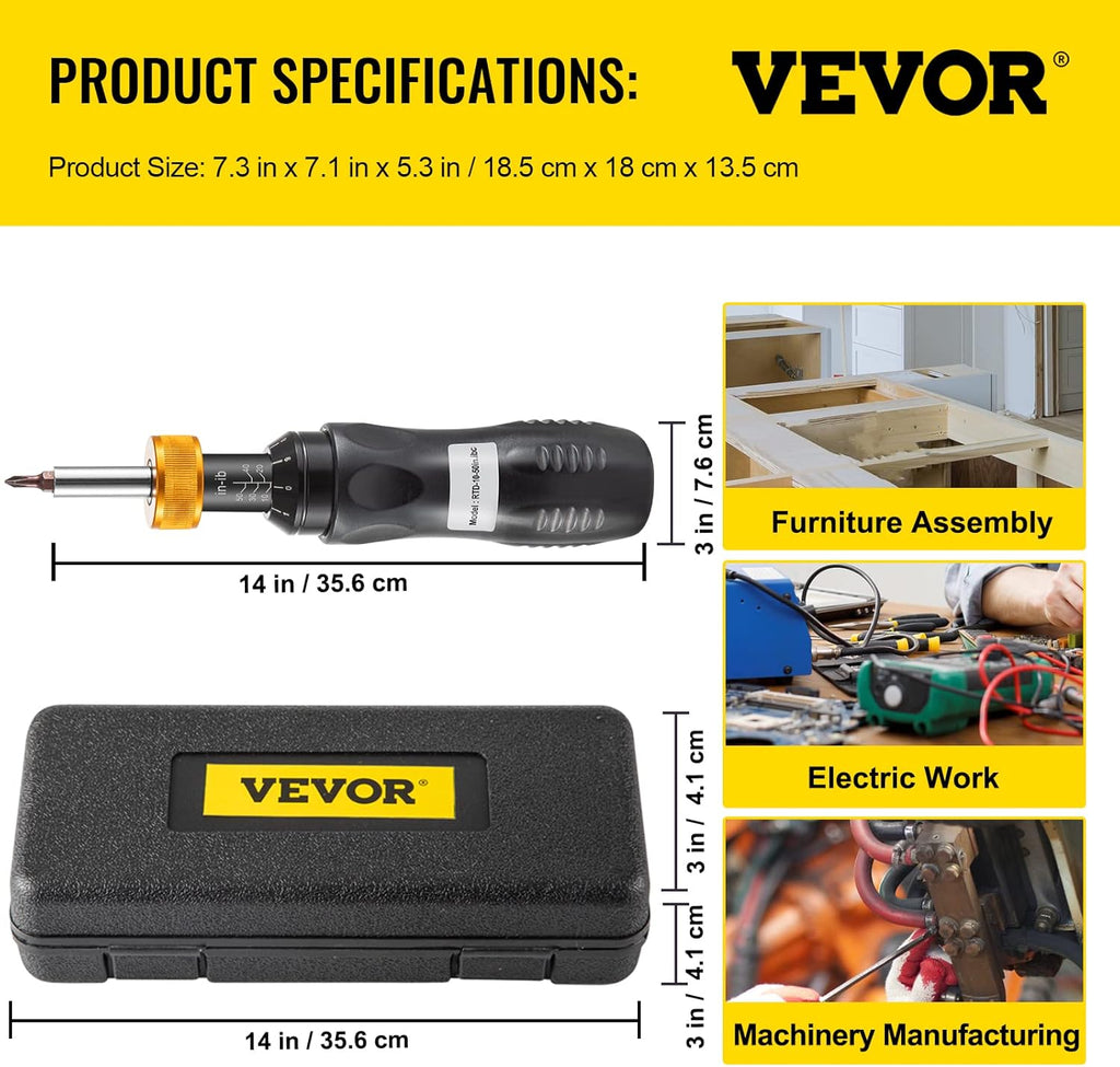 1/4" Drive Torque Screwdriver, 10-50 in/lbs, Pack of 2 P65585