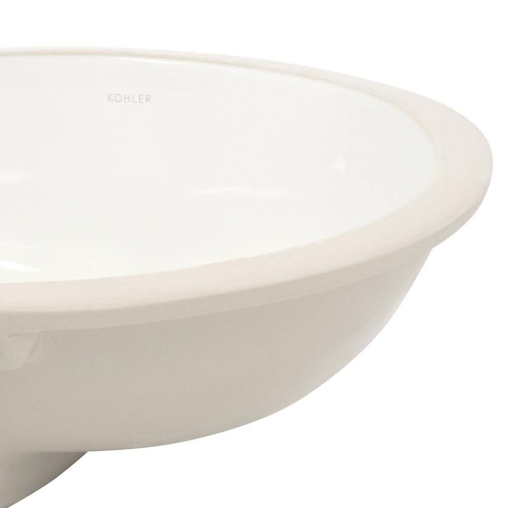 White Undermount Oval Bathroom Sink with Overflow B111