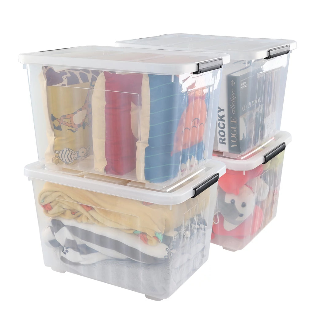 70 Quart Clear Plastic Storage Bins with Lids, 4-Pack X72812