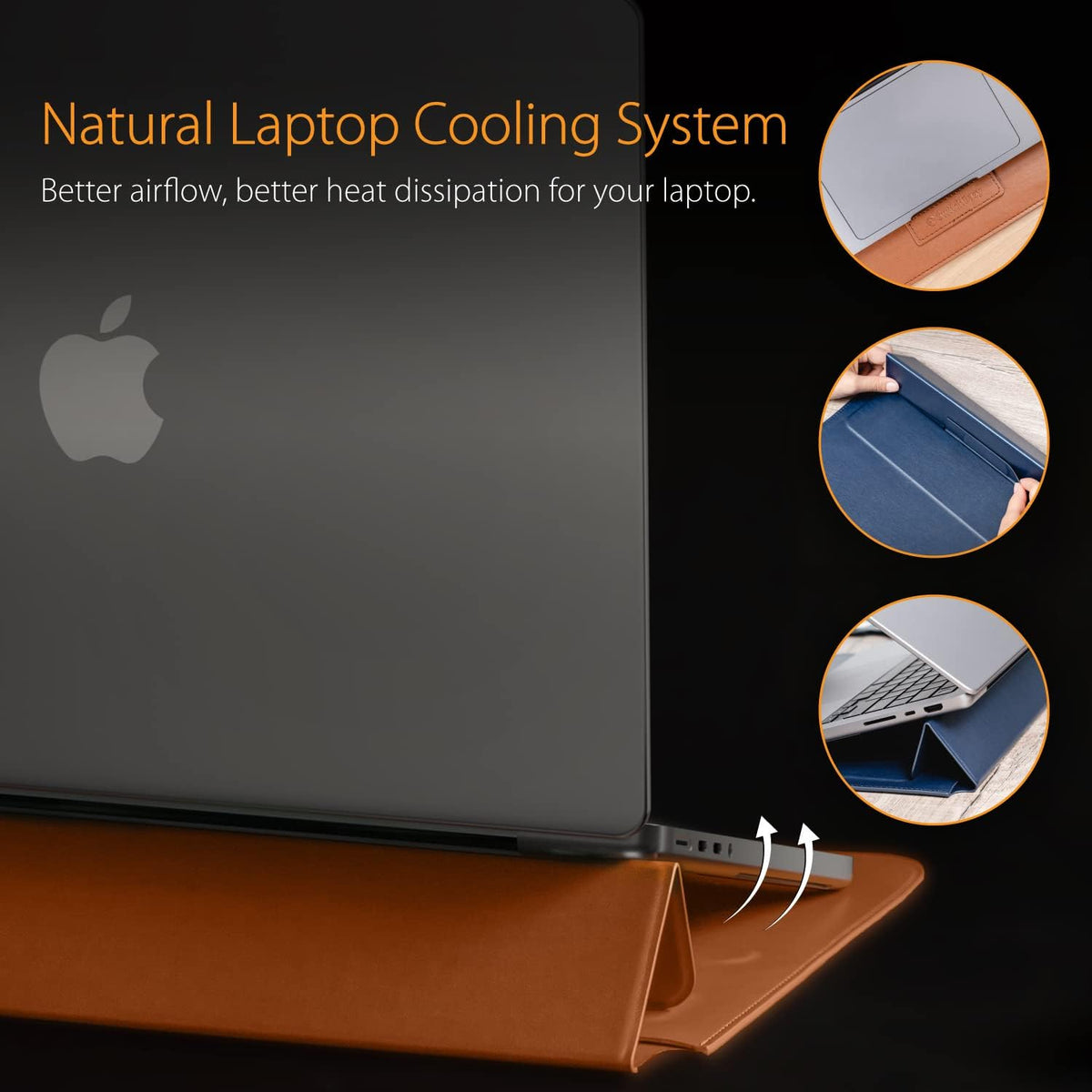 13 Inch Leather MacBook Sleeve Case with Raised Stand H931