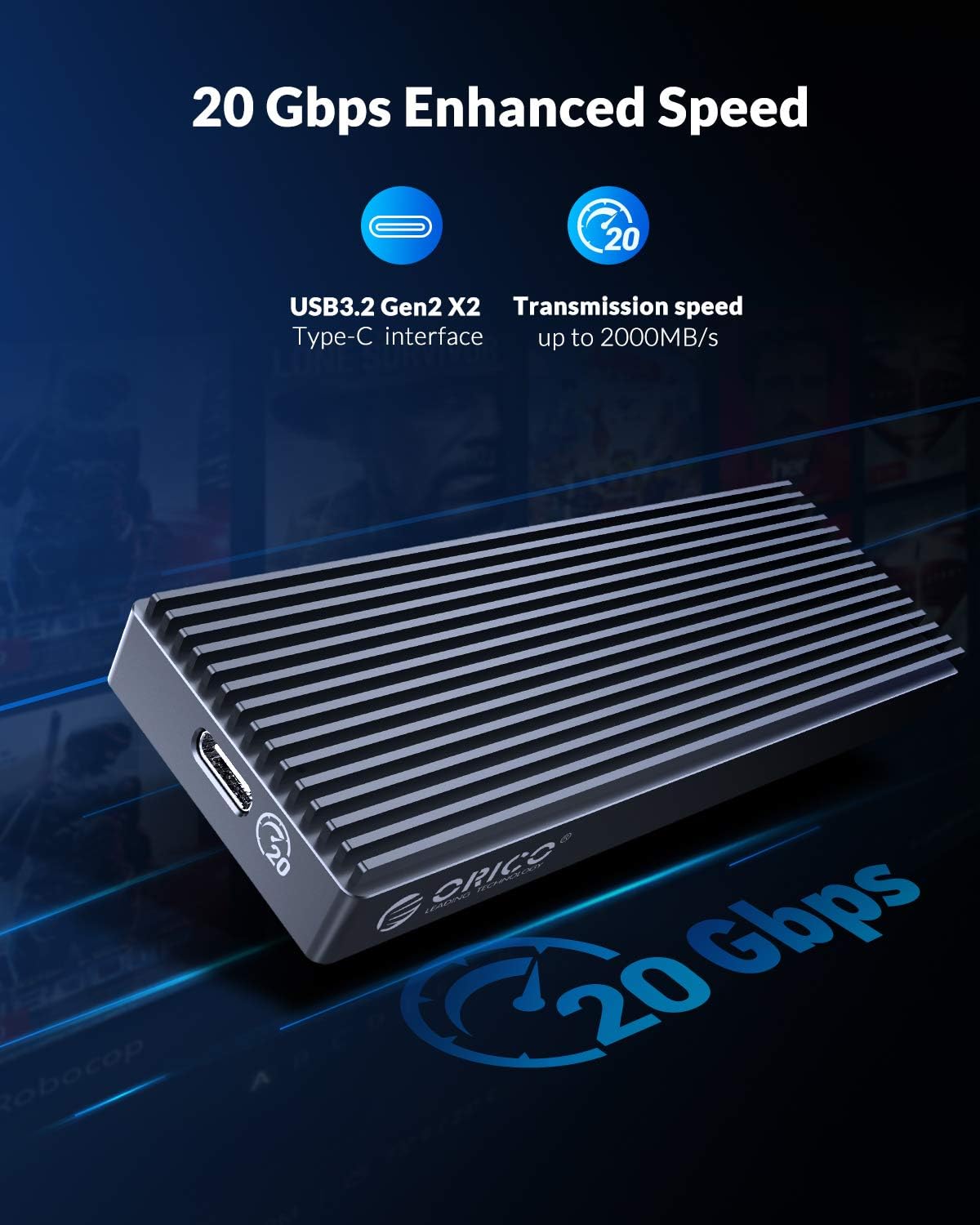 20Gbps M.2 NVMe SSD Enclosure Adapter Aluminum External Case S681967