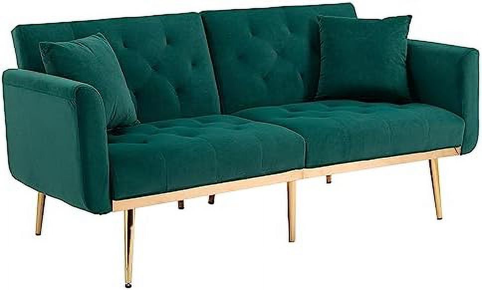Peach Velvet Loveseat with 7 Gold Metal Legs P582