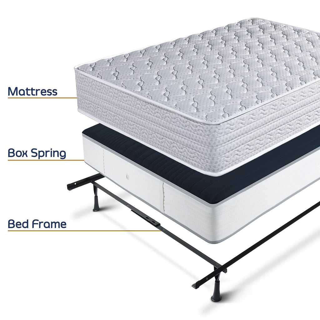Adjustable Metal Bed Frame with Center Support, Twin to Queen, Black Z649453