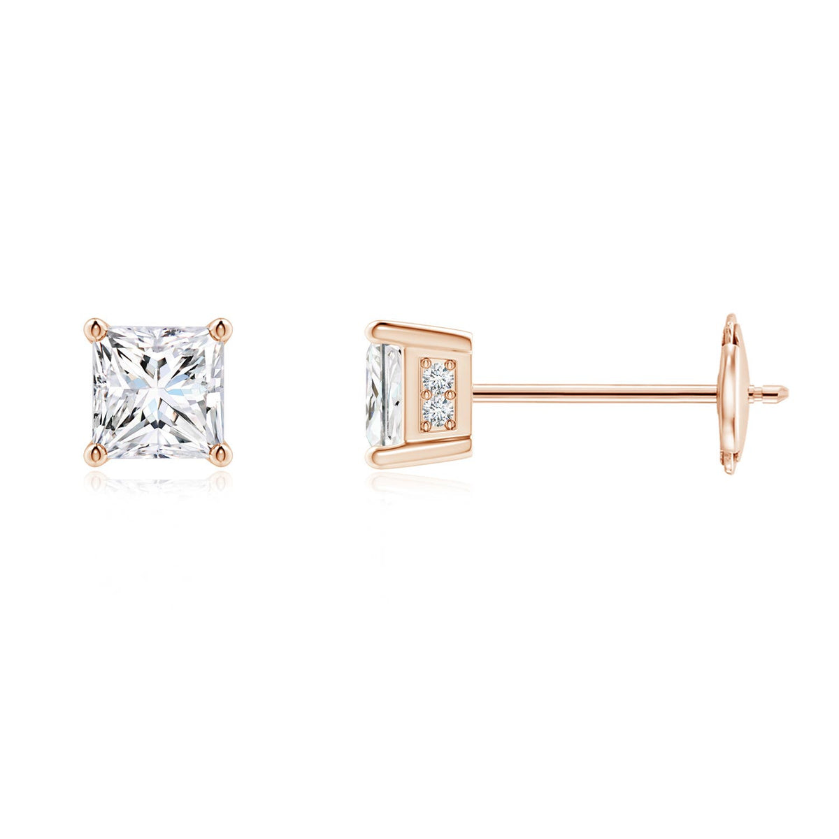 14K Rose Gold Diamond Solitaire Stud Earrings Q952586