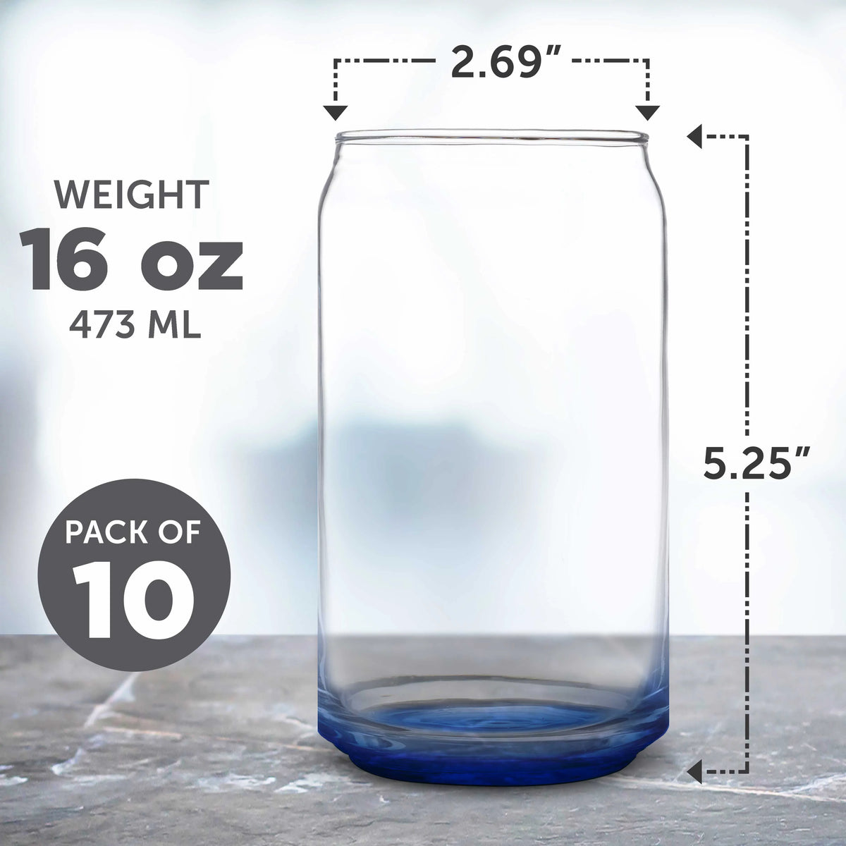 Blue 16 oz Glassware Set of 10 H969337