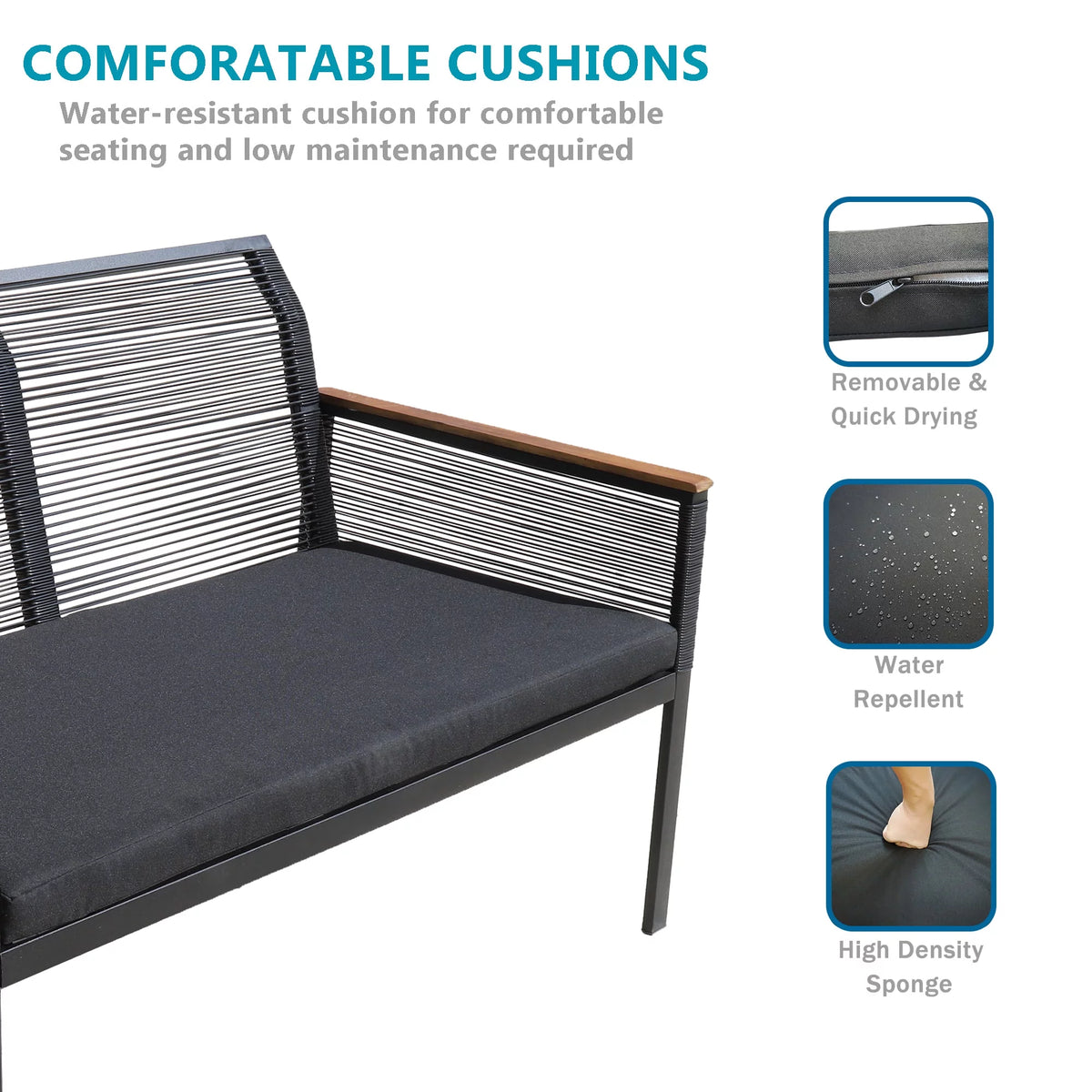 4 Piece All Weather Wicker Patio Sofa Set Y3453