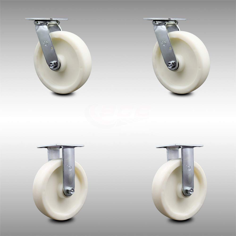 Stainless Steel Swivel Top Plate Caster with 5 x 2 White Wheel H45729