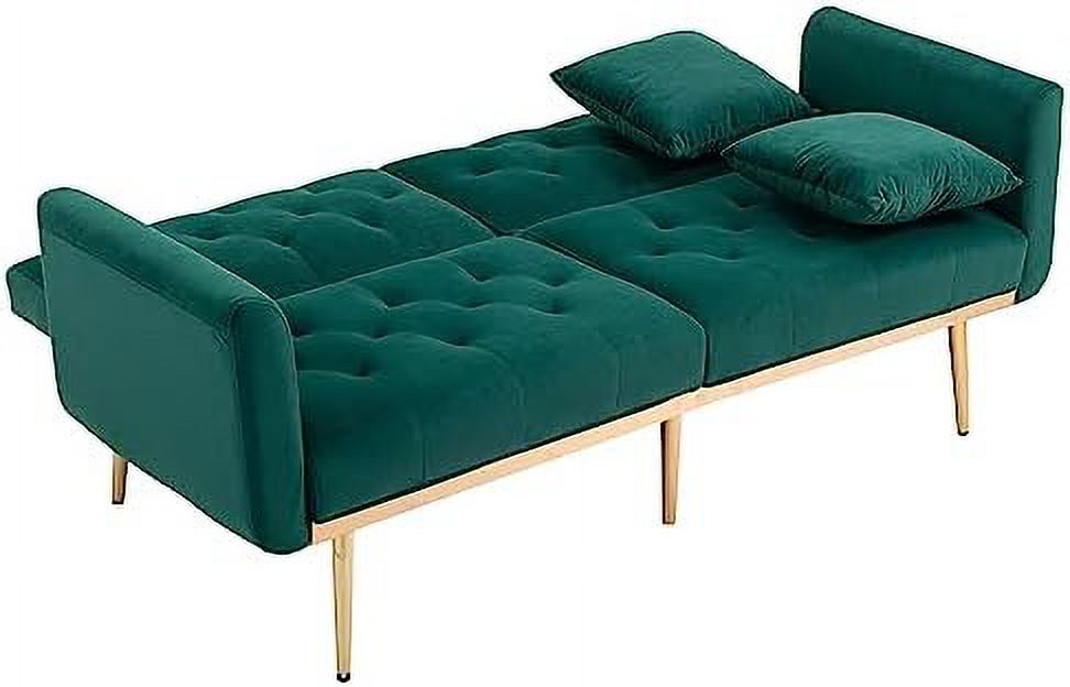 Peach Velvet Loveseat with 7 Gold Metal Legs P582
