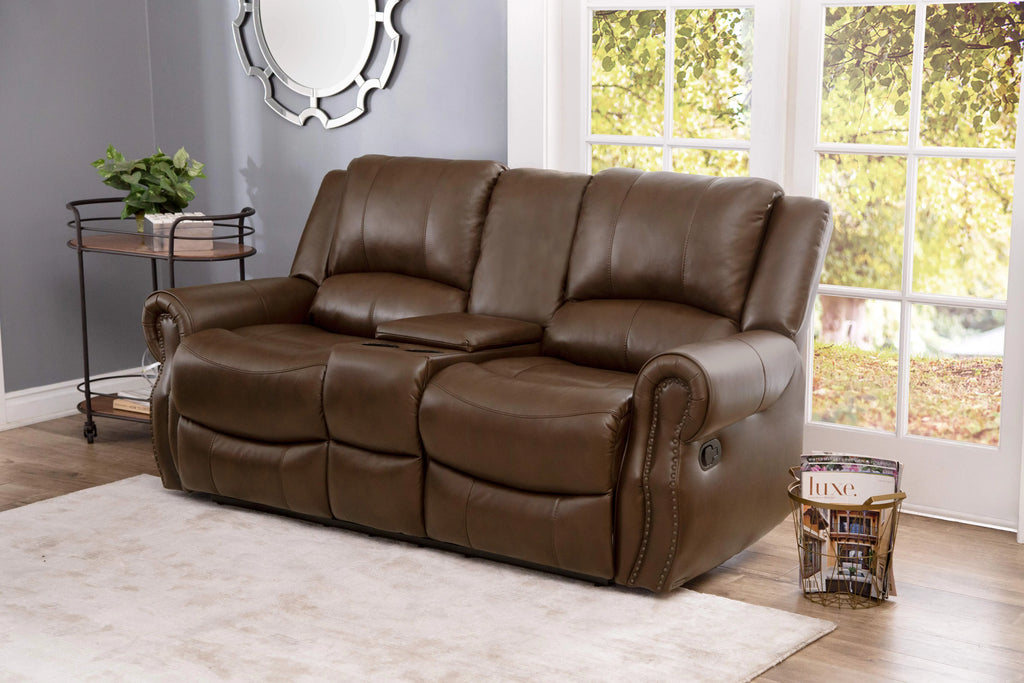 Camel Leather Reclining Loveseat O23628