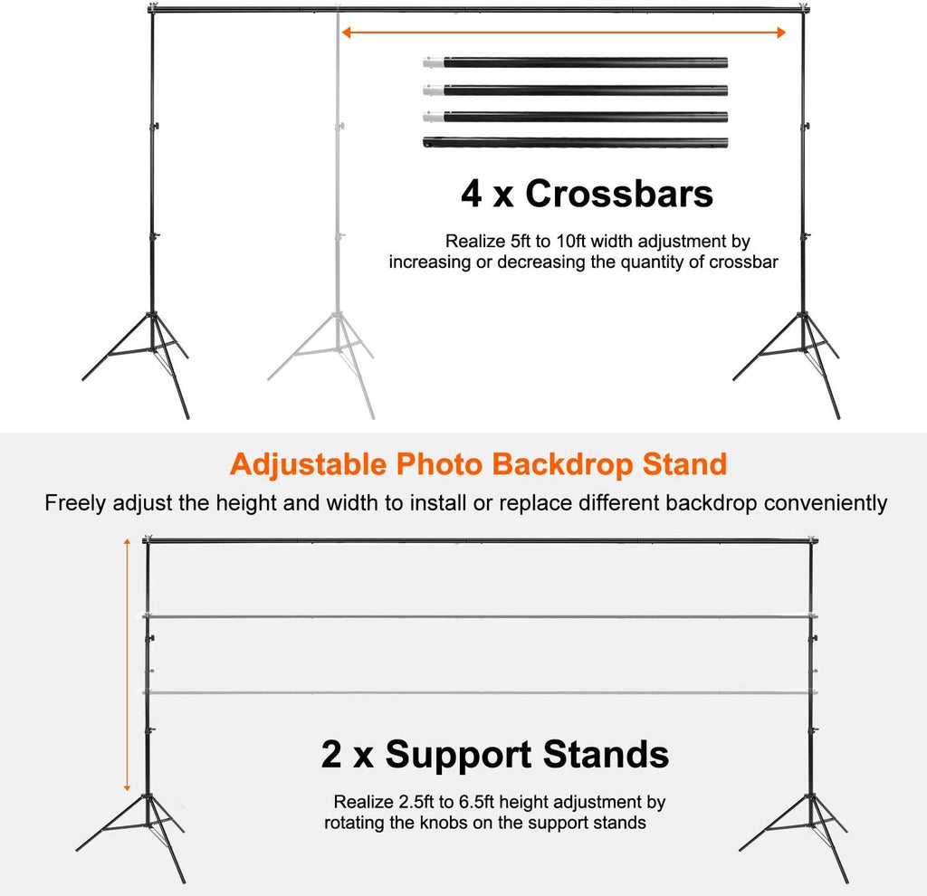 6.5x10ft Adjustable Photography Background Stand with Carry Bag H408