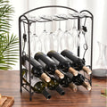 Metal Wine Rack with Glass Holder for 8 Bottles and 8 Glasses A2499