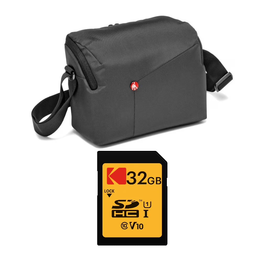 Gray Camera Shoulder Bag with 32GB SDHC Card Z7563
