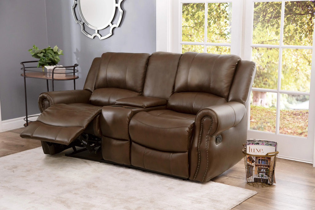 Camel Leather Reclining Loveseat O23628