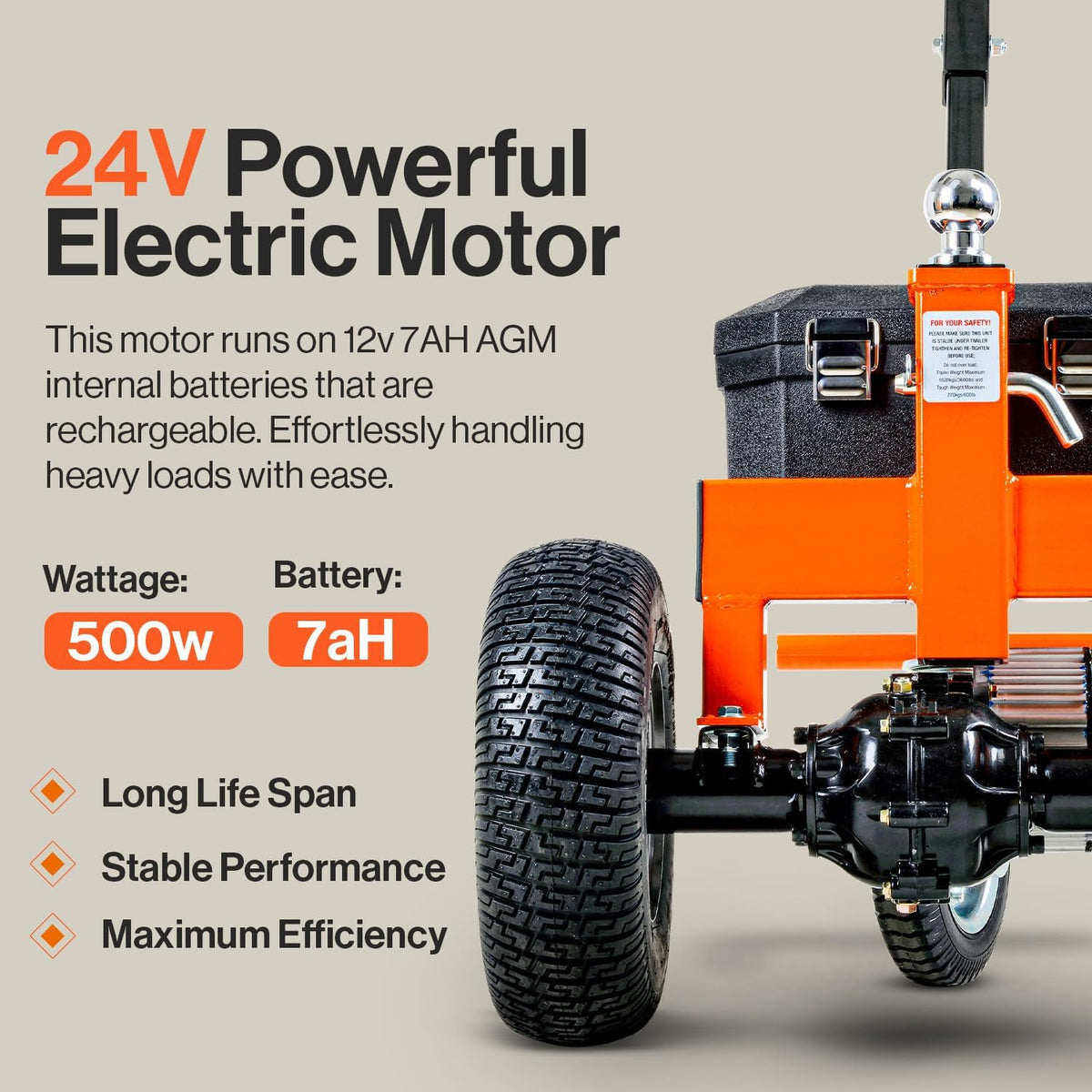 2800LBS Max Trailer Weight Electric Trailer Dolly with 2" Ball Mount R259084