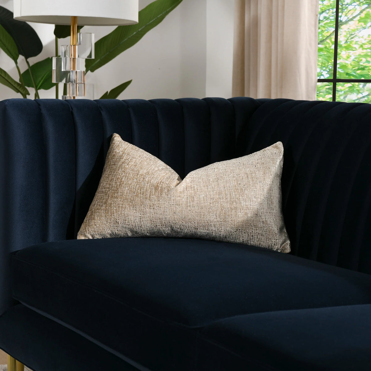 22" Feather Down Lumbar Throw Pillow Storm Gray V934