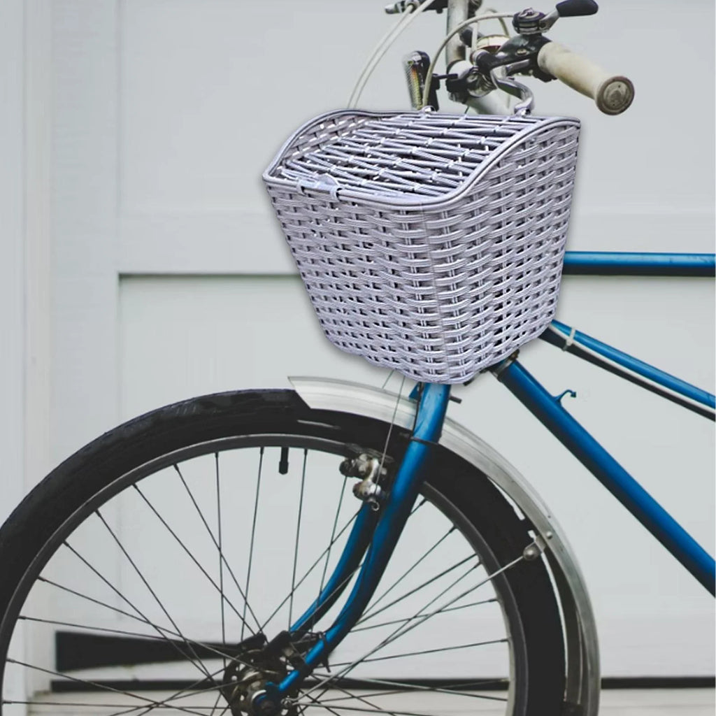 Gray Waterproof Bike Basket with Cover H128449