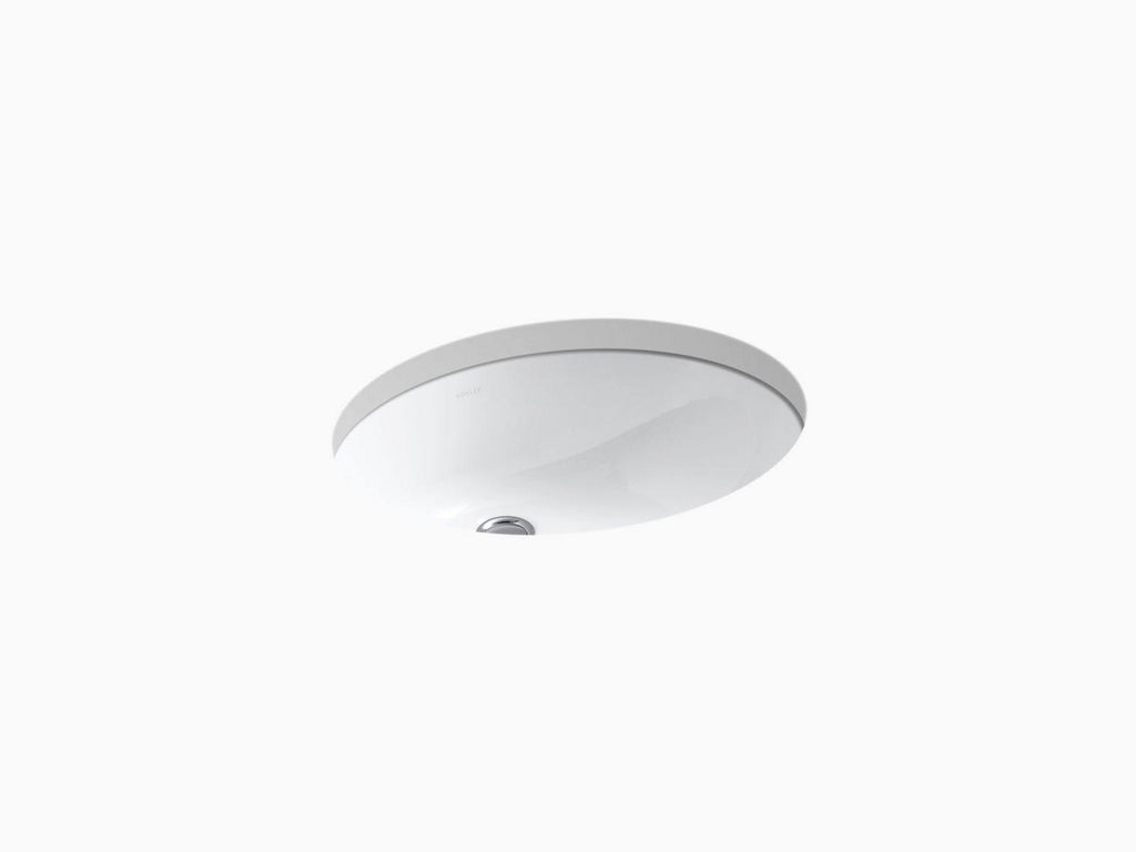 White Undermount Oval Bathroom Sink with Overflow B111