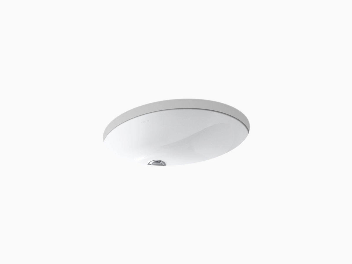 White Undermount Oval Bathroom Sink with Overflow B111