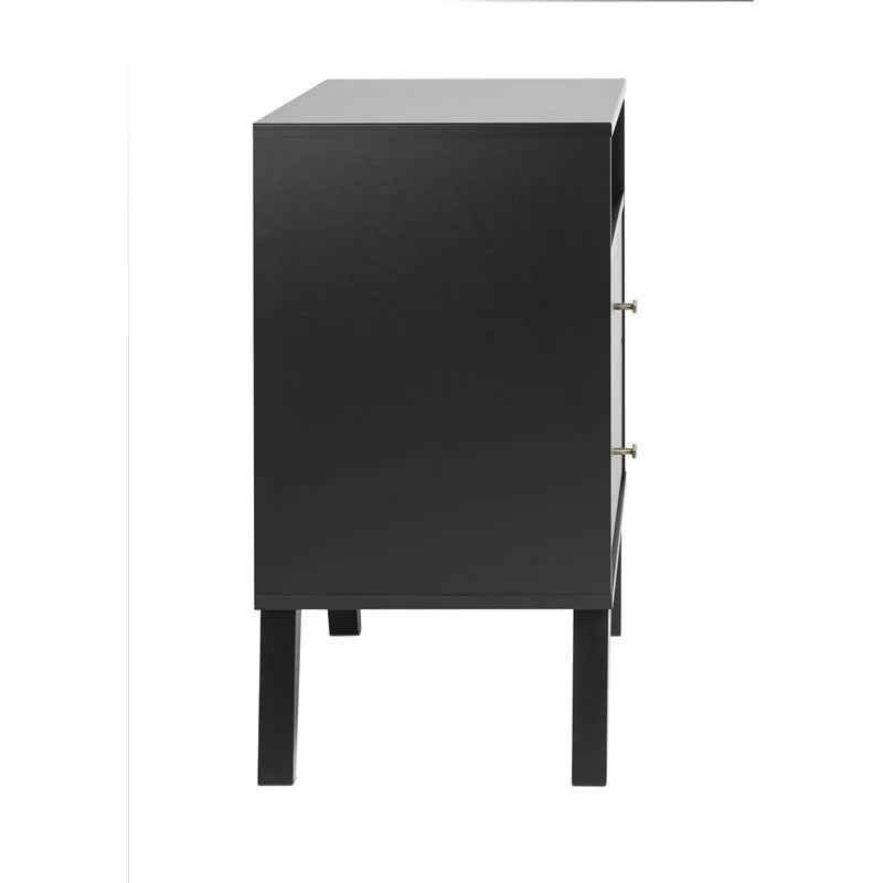 Black 2 Drawer Tall Nightstand V57025