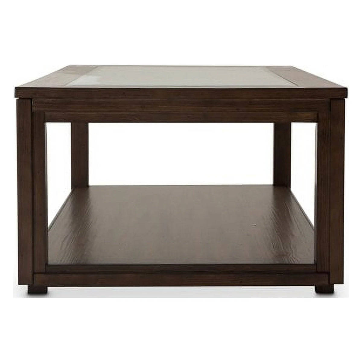 Rectangular Wood & Glass Coffee Table in Rustic Brown M562