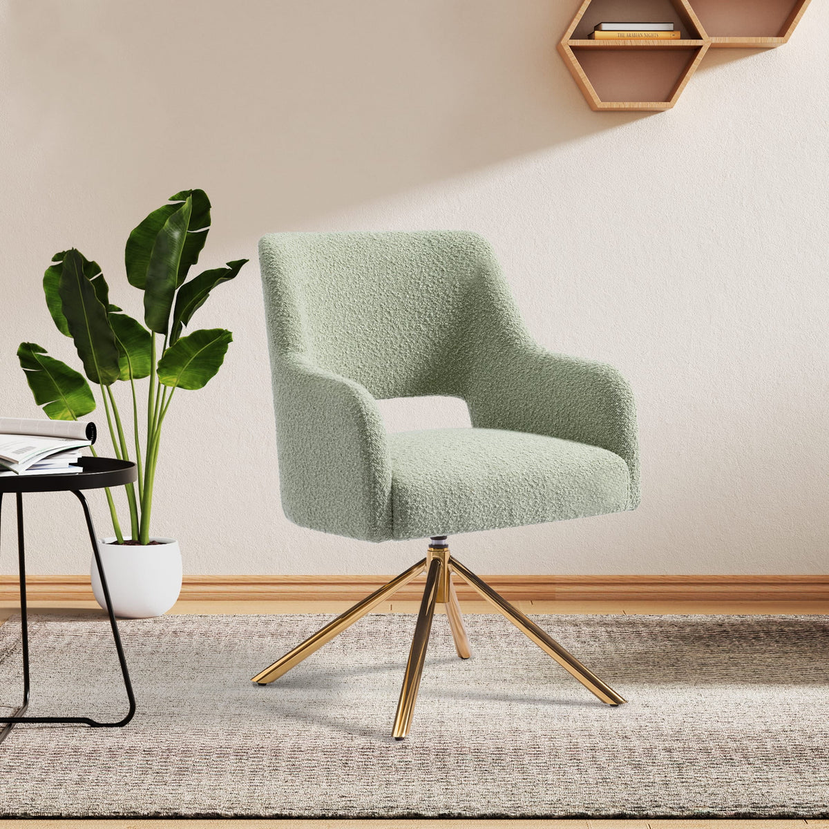 Wide Boucle Swivel Accent Arm Chair Set of 2 O785