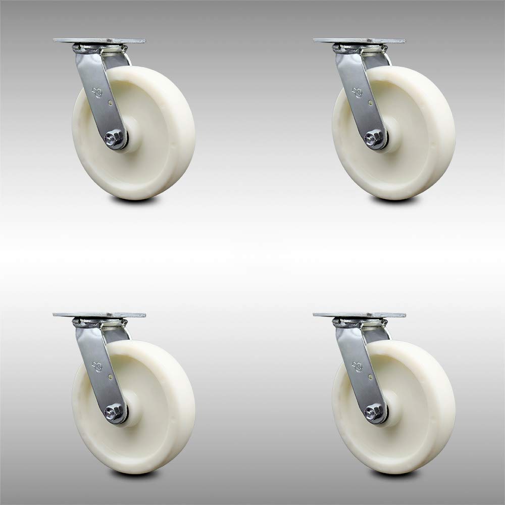 Stainless Steel Swivel Top Plate Caster with 5 x 2 White Wheel H45729