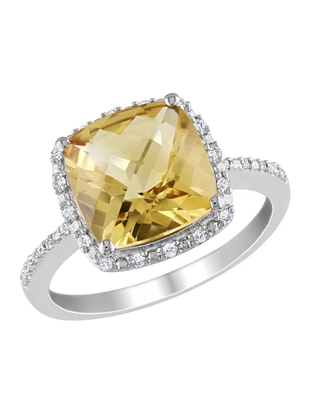 Citrine and Diamond 4.10 Carat Halo Ring in Sterling Silver W46705