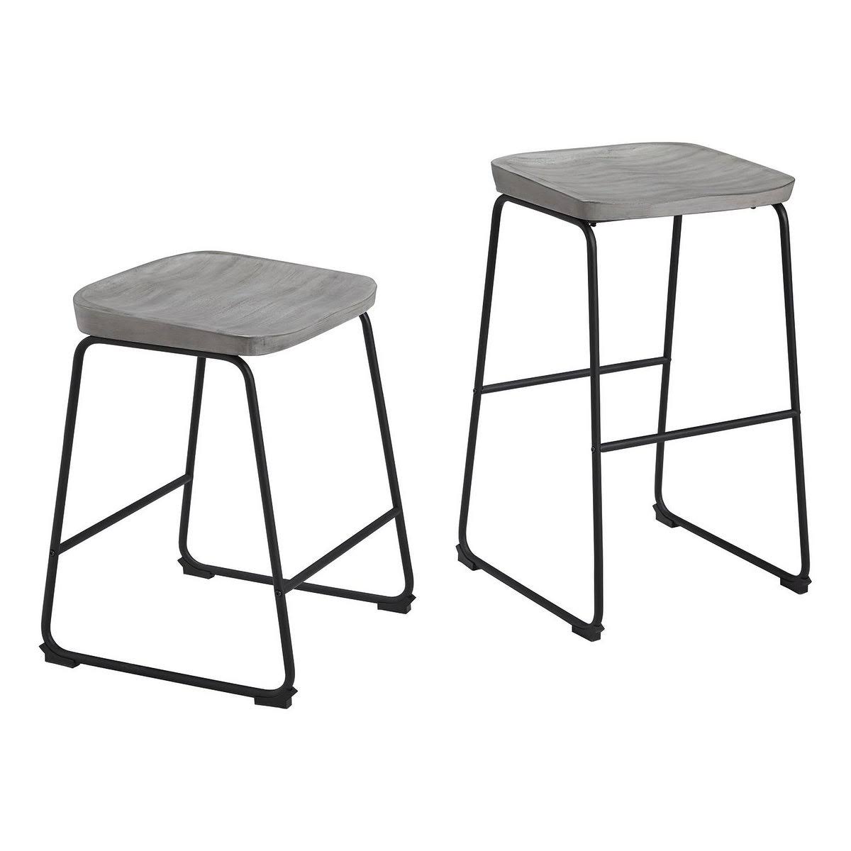 Tall Barstool Set of 2 Gray/Black S1497