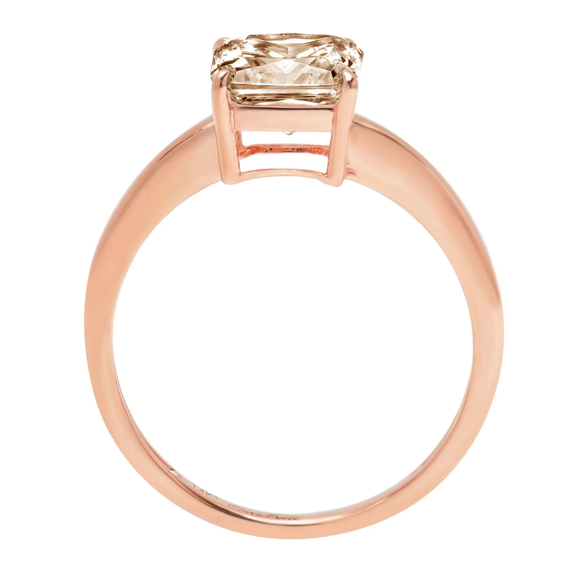 2.0ct Asscher Cut Champagne Simulated Diamond 18k Rose Gold Ring Size 3.5 Y333812