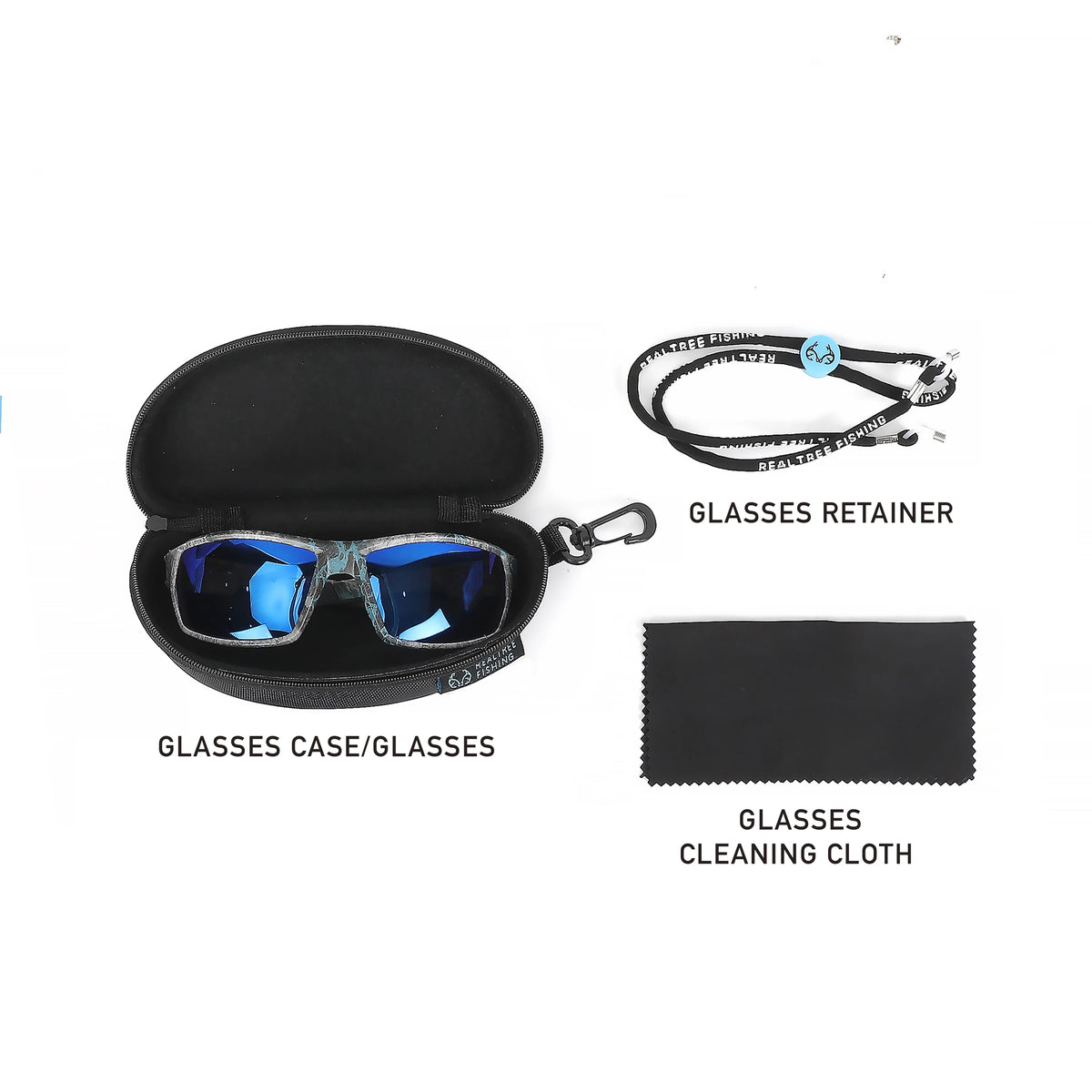 8 Piece Fishing Kit with Mesh Hat and Sunglasses T3287