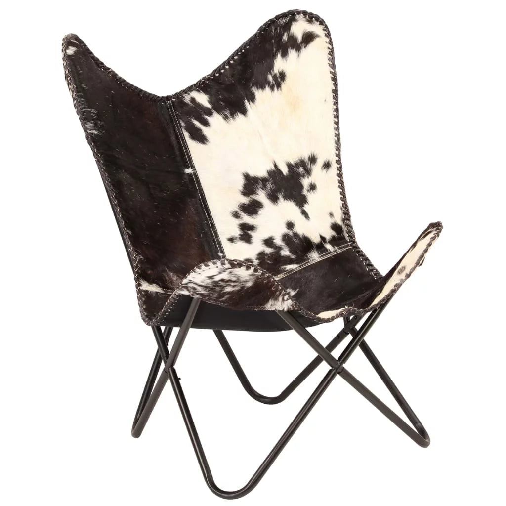 Black and White Goat Leather Butterfly Chair L1717