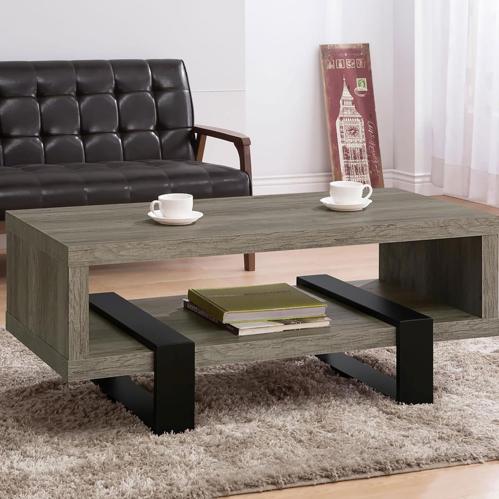 Grey Driftwood 1-Shelf Coffee Table T940