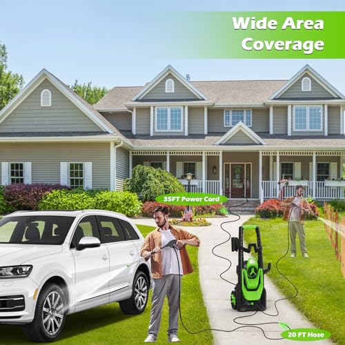 Pressure Washer with 20FT Hose, 35FT Power Cord, 500ML Foam Cannon J973