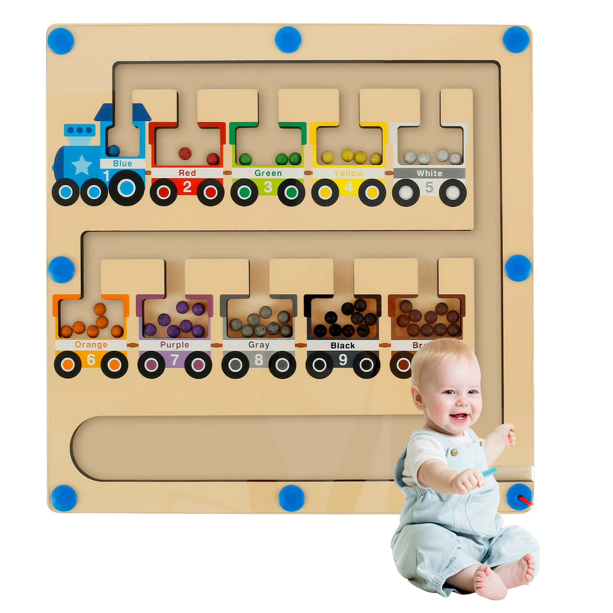Magnetic Color and Number Maze Wooden Magnet Board Toy V78361