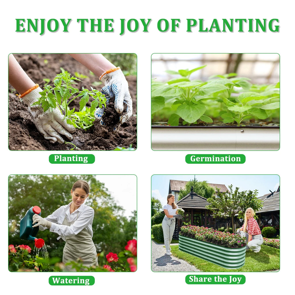 17" Tall Modular Corrugated Metal Raised Garden Bed Kit White 6.5'x2' F7680