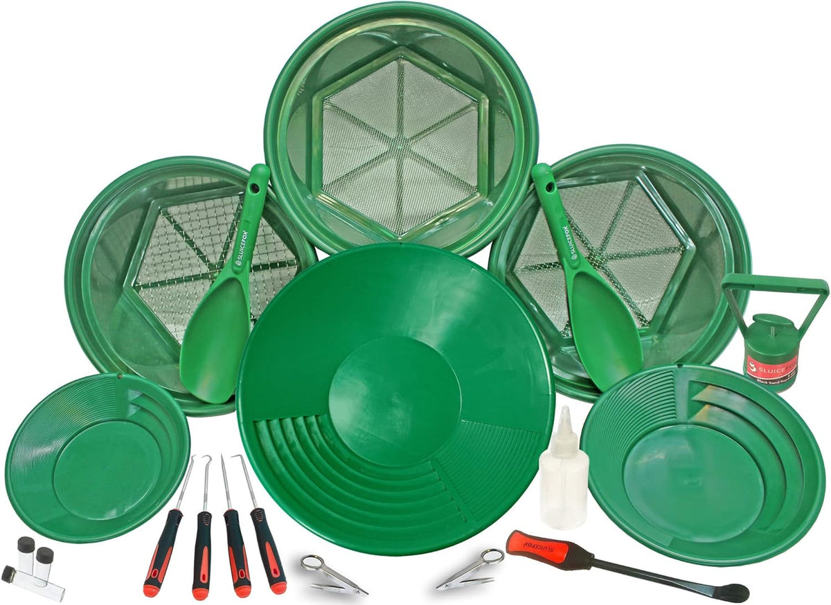 Gold Panning Kit with Classifiers, Pans, Tweezers, Vials S85894