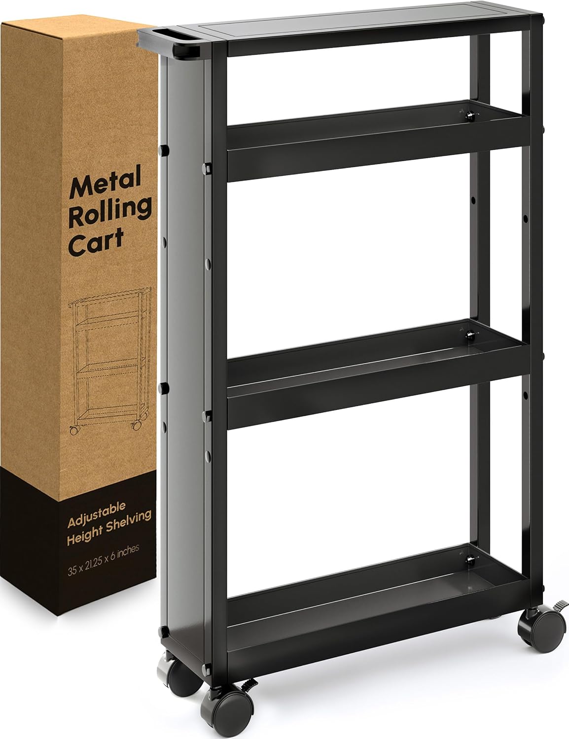 Black 4 Tier Rolling Metal Storage Cart N920
