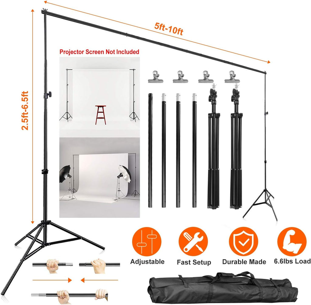 6.5x10ft Adjustable Photography Background Stand with Carry Bag H408
