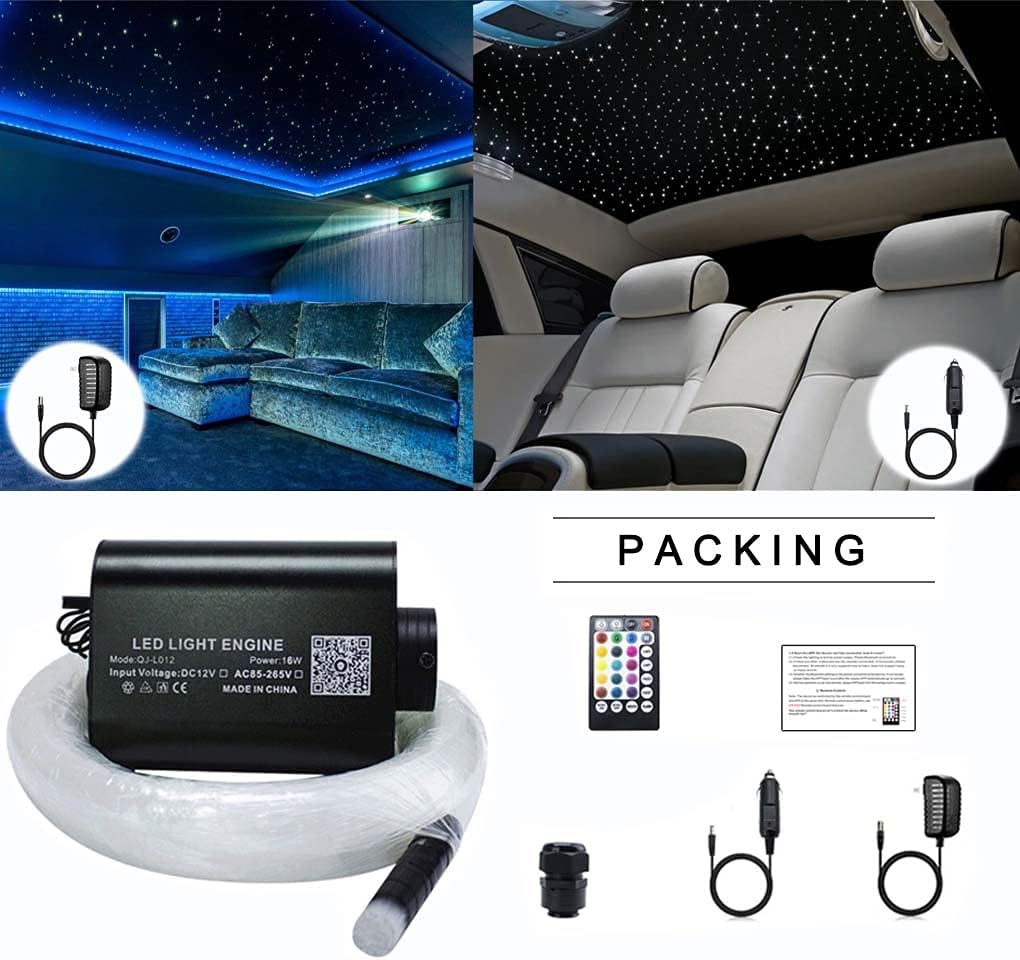 LED Bluetooth RGBW Fiber Optic Light Kit with 550pcs 0.03in 13.1ft Fibers X442786