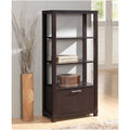 Espresso Bookcase with 3 Shelves and Door Y56552