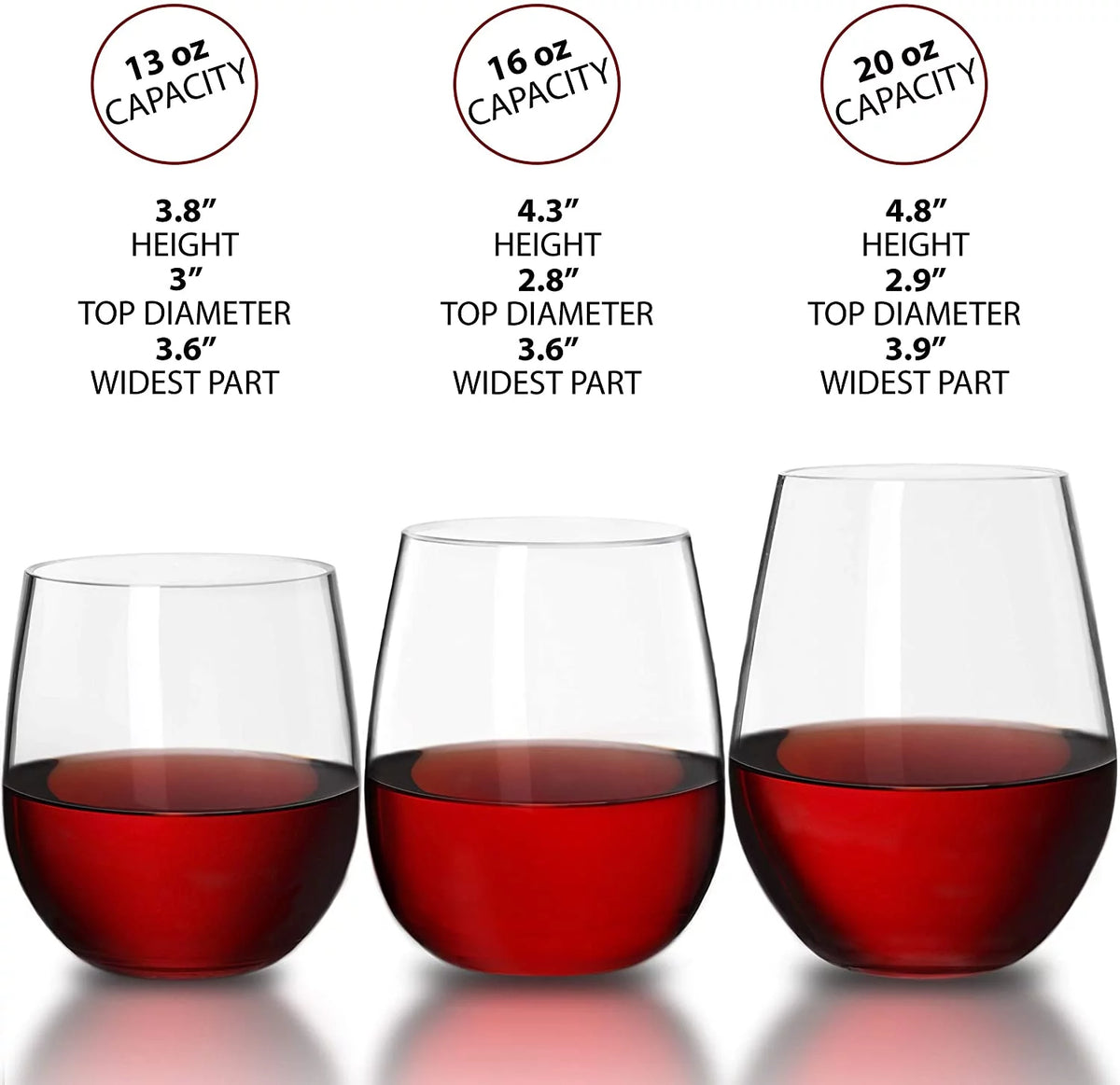 16 oz BPA-Free Stemless Plastic Wine Glasses Set of 12 I277