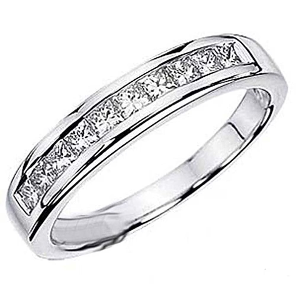 14k White Gold Princess Diamond Ring Band Q321