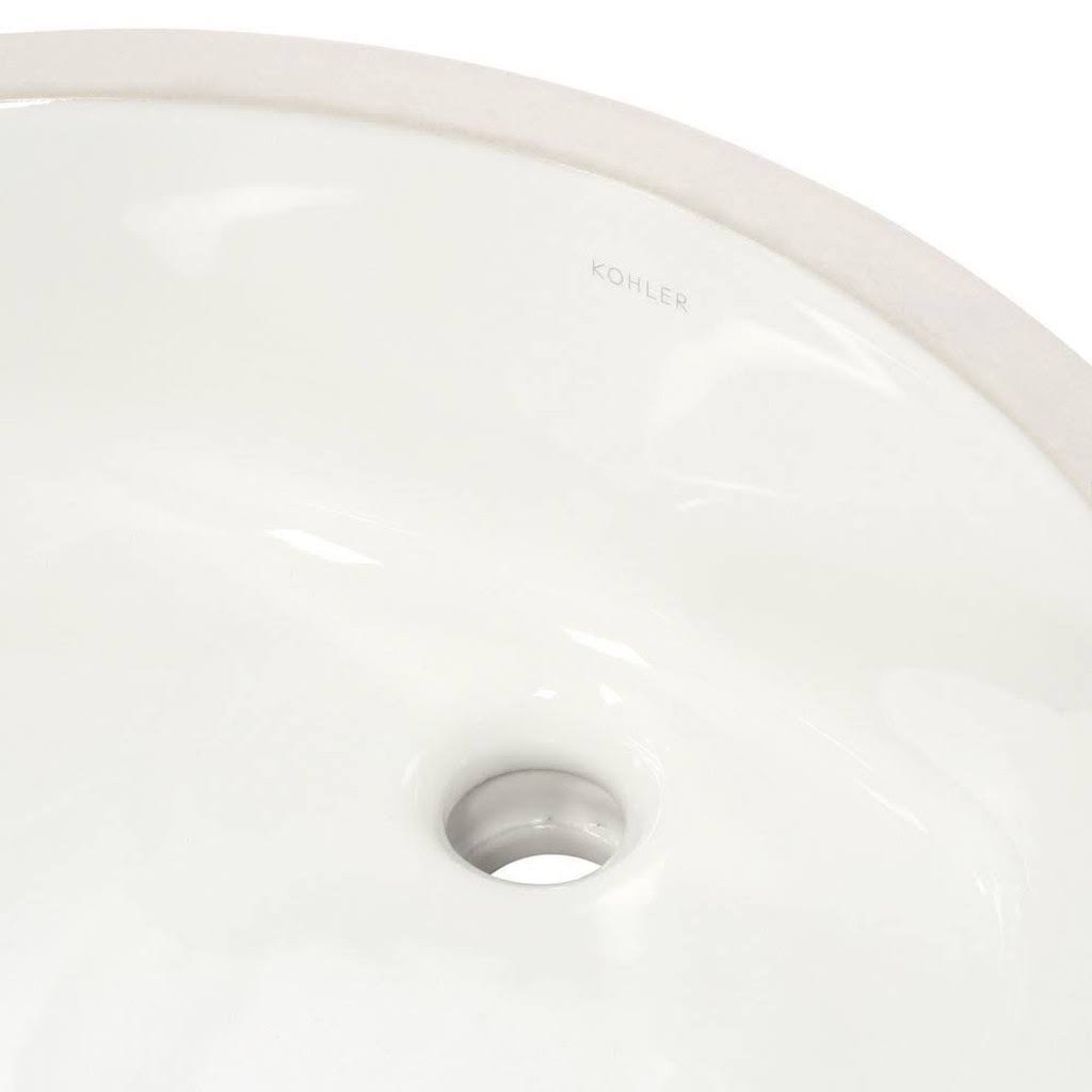 White Undermount Oval Bathroom Sink with Overflow B111